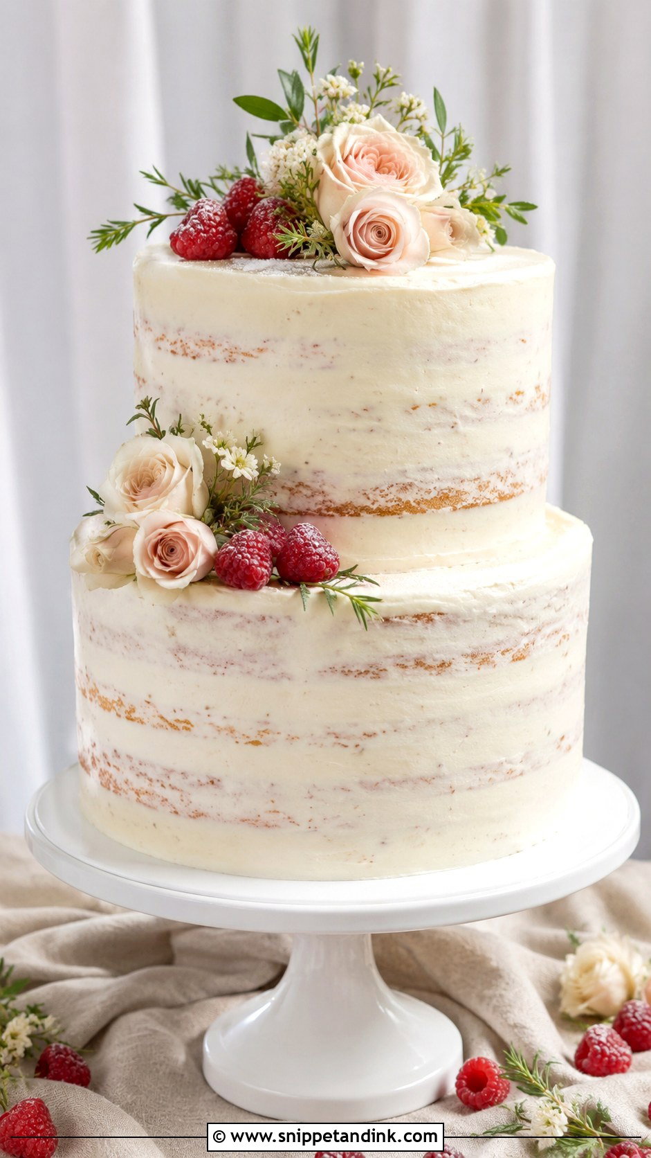 White Chocolate Semi Naked Wedding Cake - Snippet and Ink - 20 White Chocolate Cake Design Ideas for Wedding