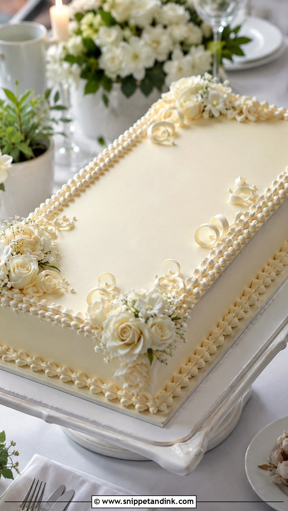 White Chocolate Sheet Wedding Cake - Snippet and Ink - 20 White Chocolate Cake Design Ideas for Wedding