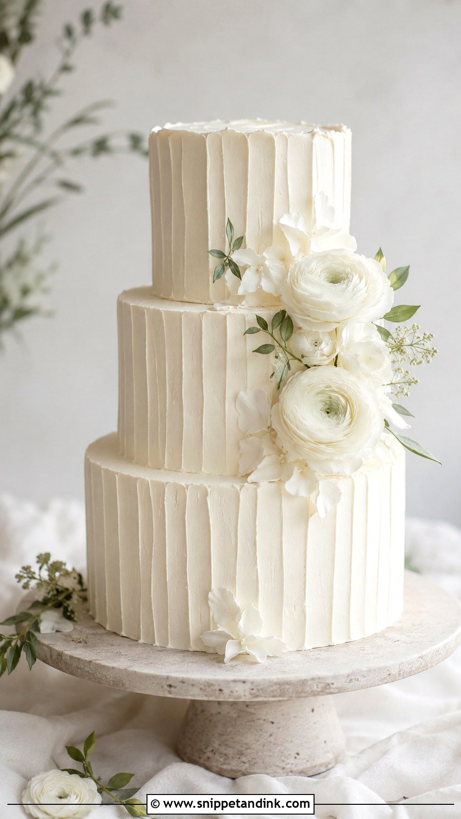 White Chocolate Textured Wedding Cake - Snippet and Ink - 20 White Chocolate Cake Design Ideas for Wedding
