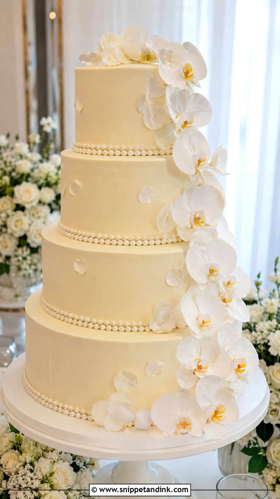 White Chocolate Tiered Wedding Cake - Snippet and Ink - 20 White Chocolate Cake Design Ideas for Wedding