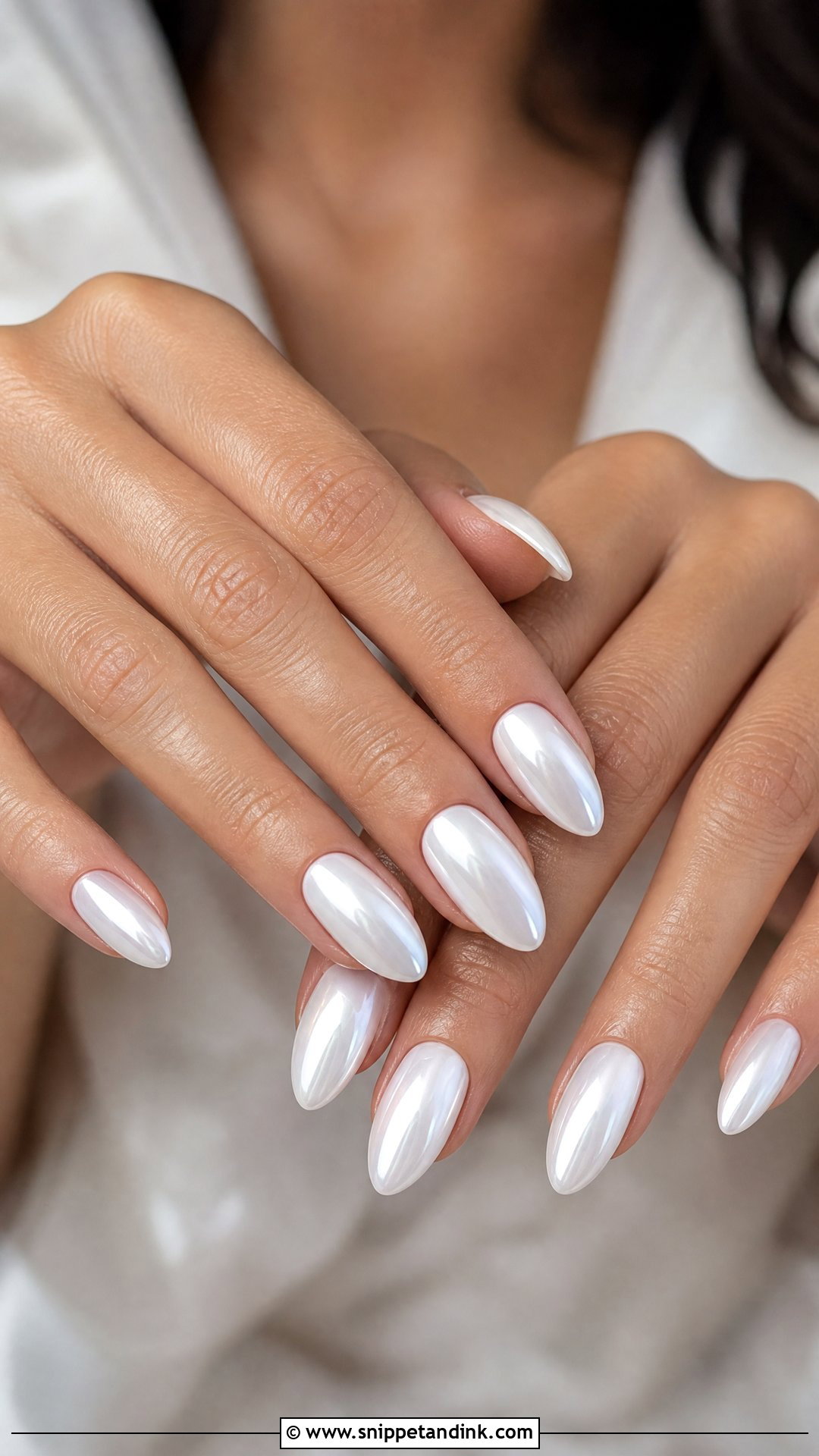 White Chrome Almond Wedding Nails - Snippet and Ink - 25 Almond Wedding Nails for Bride