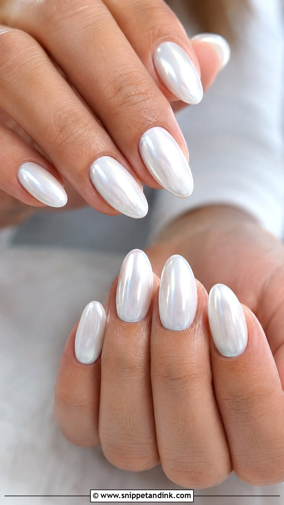 White Chrome Almond Wedding Nails - Snippet and Ink - 20 Almond Nails for Wedding