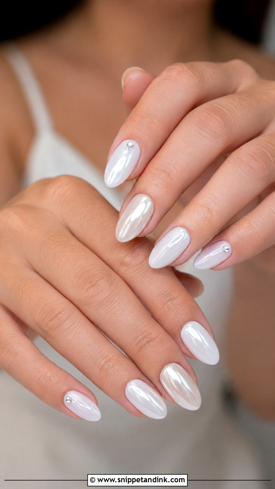 White Chrome Bachelorette Nails For Bride - Snippet and Ink - 30 Bachelorette Nails the Bride