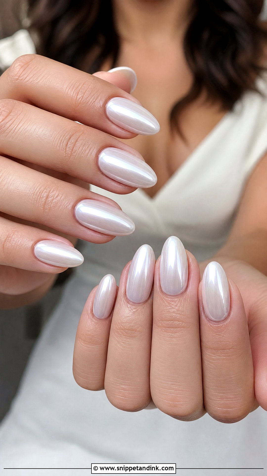 White Chrome Bridal Gel Nails - Snippet and Ink - 25 Bridal Gel Nails