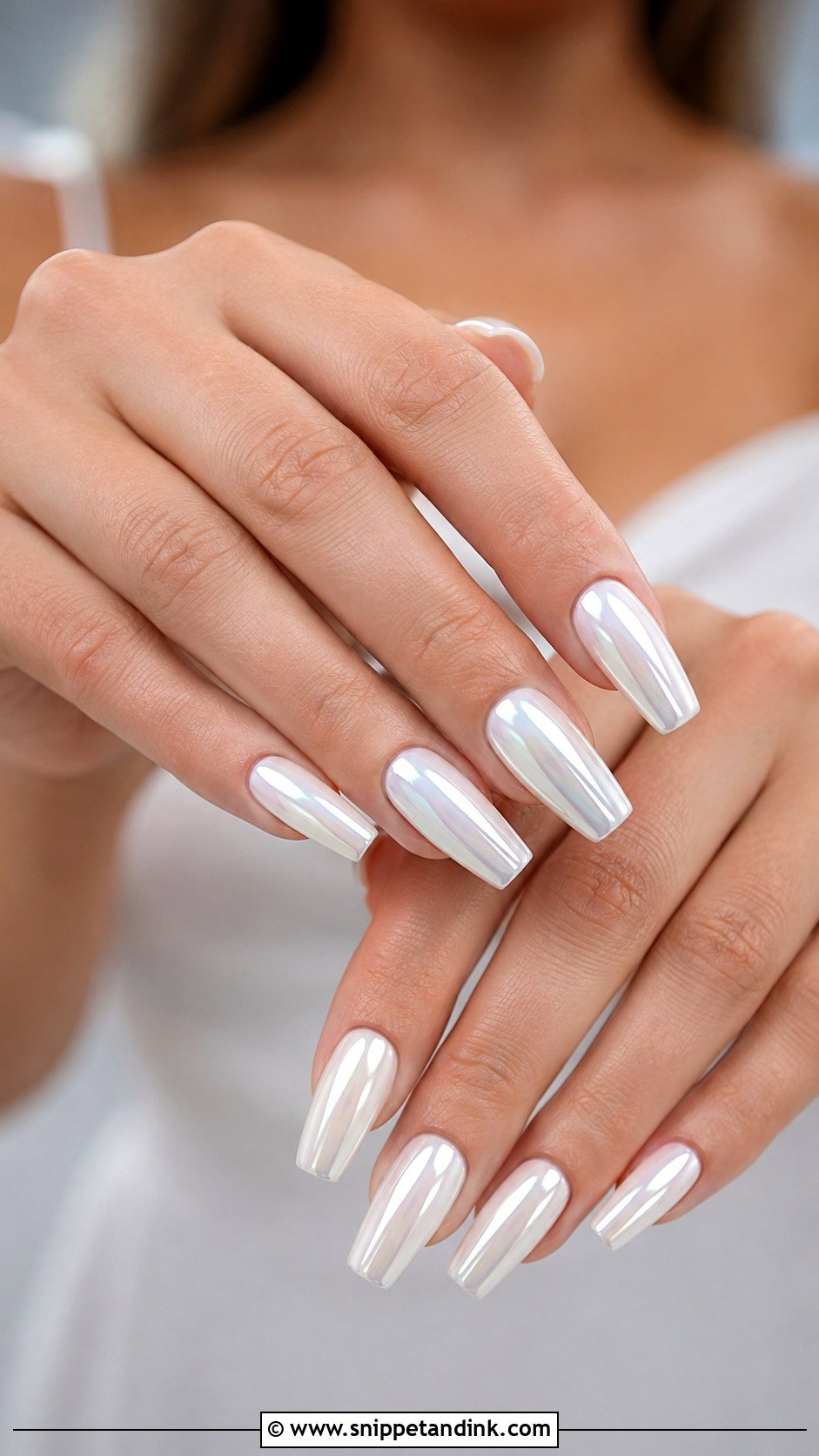 White Chrome Bridal Nail Extensions - Snippet and Ink - 20 Bridal Nail Extensions Brides Ideas