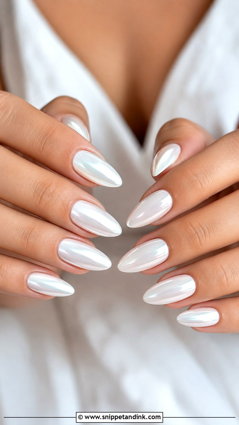 White Chrome Bridal Nails - Snippet and Ink - 30 Bridal Nail Ideas