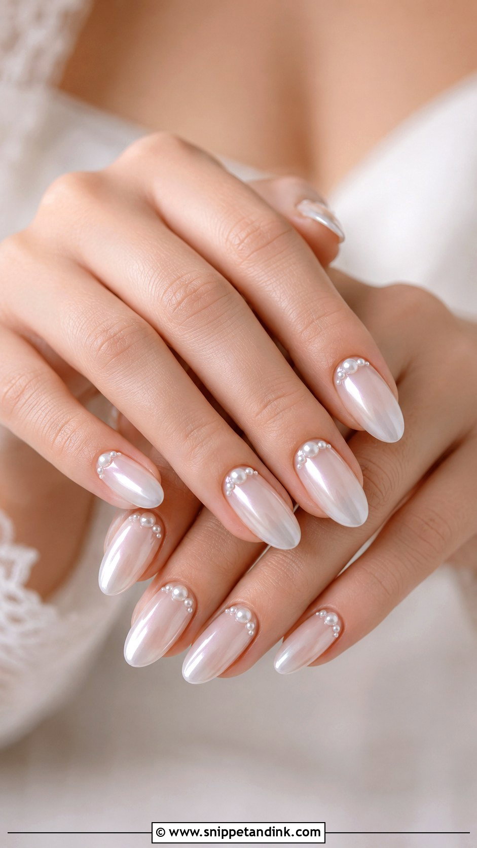 White Chrome Bridal Nails - Snippet and Ink - 30 Simple Bridal Nails
