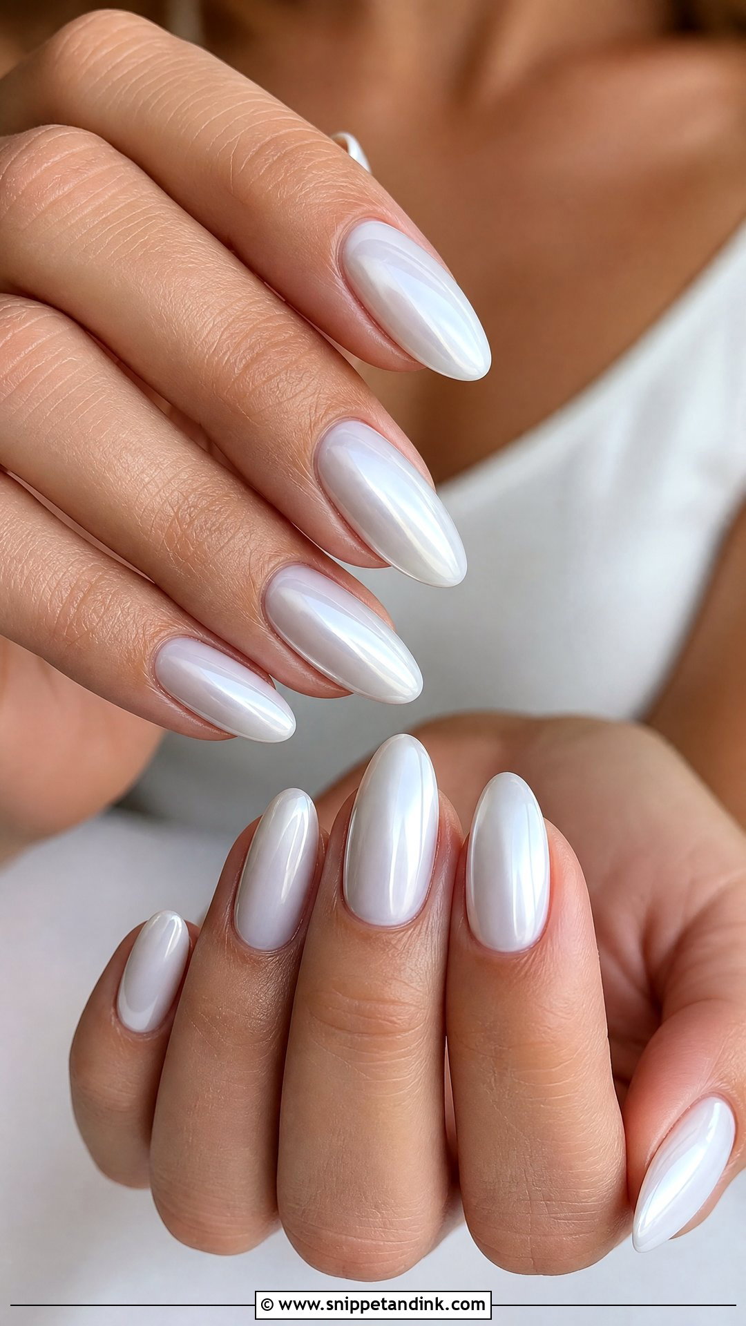 White Chrome Bridal Nails - Snippet and Ink - 35 Bridal Nail Art Ideas