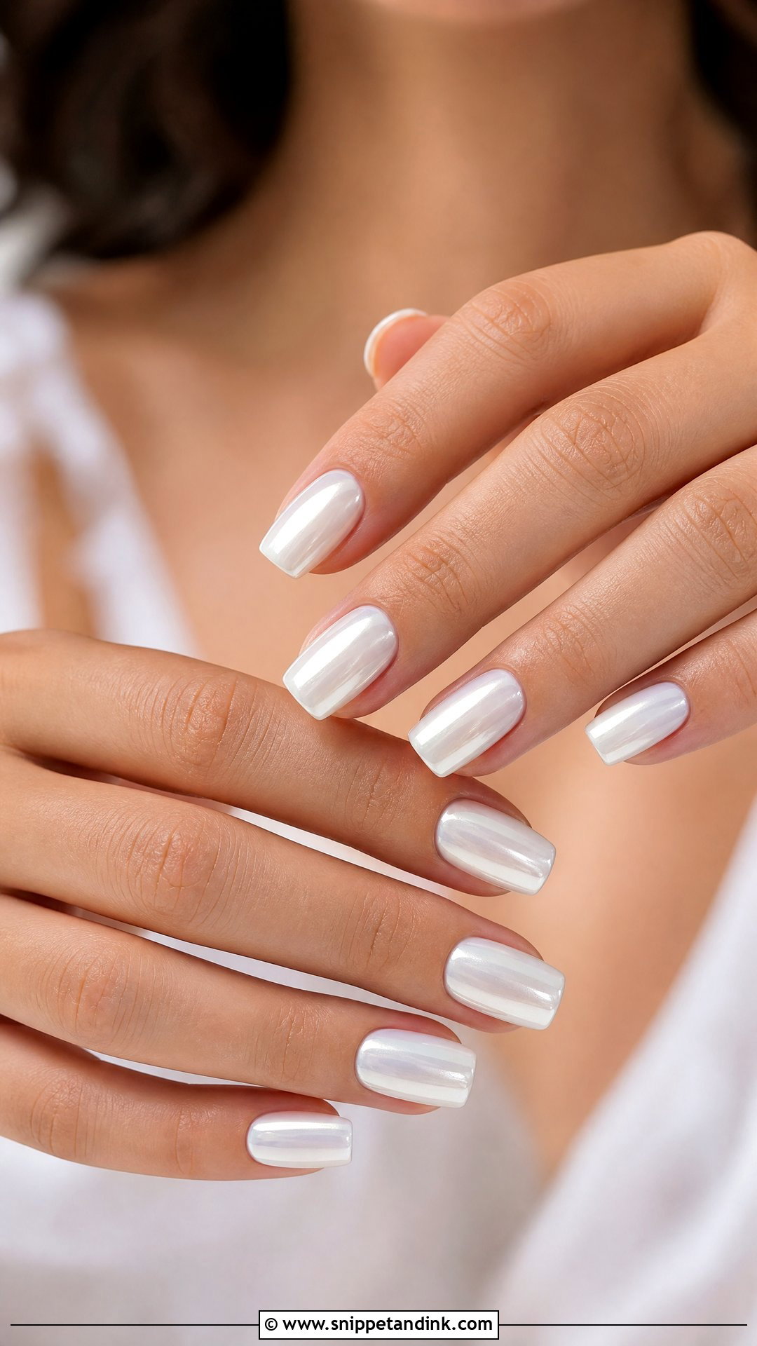 White Chrome Bridal Nails - Snippet and Ink - 35 Classy Bridal Wedding Nails for Bride