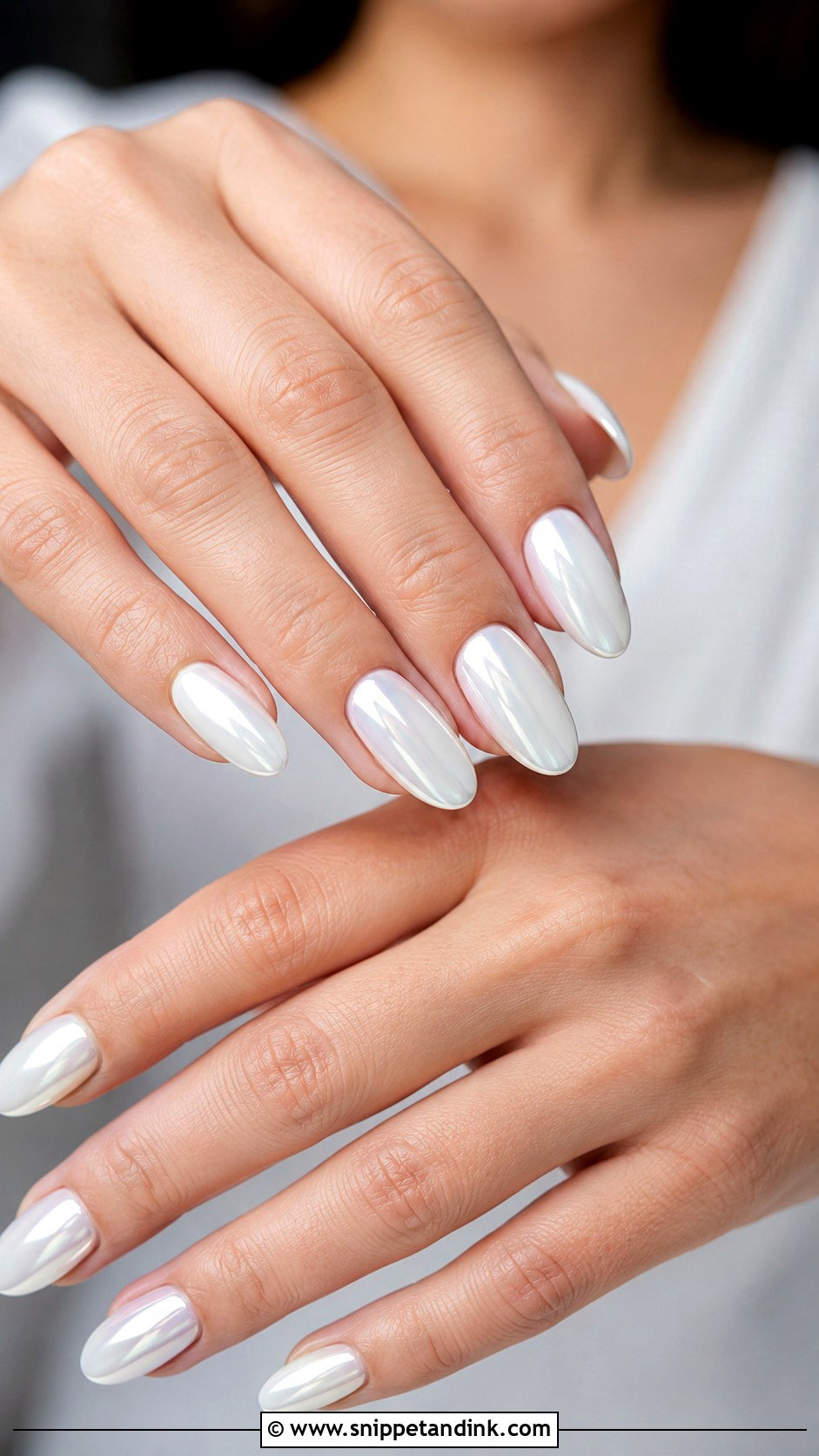 White Chrome Bridal Nails - Snippet and Ink - 20 Sparkle Bridal Wedding Nails for Bride