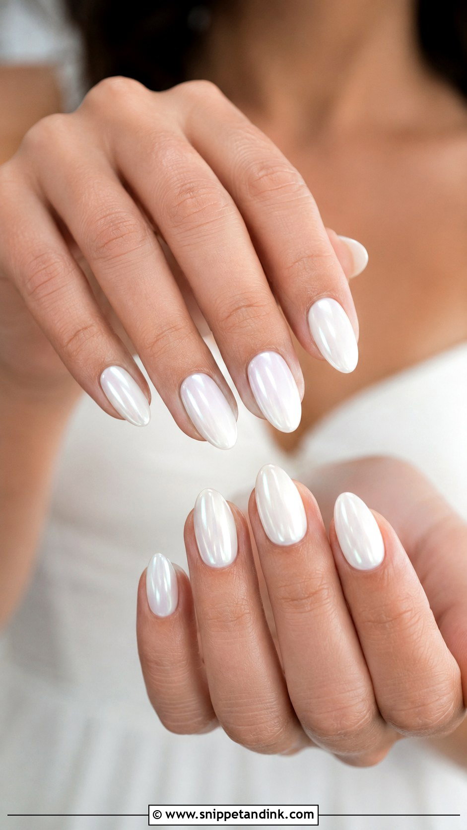 White Chrome Bridal Nails - Snippet and Ink - 20 White Bridal Wedding Nails