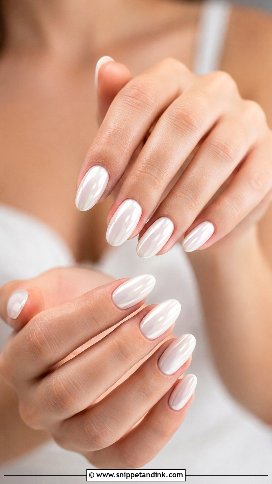 White Chrome Bridal Nails - Snippet and Ink - 20 White Nails for the Bride Wedding