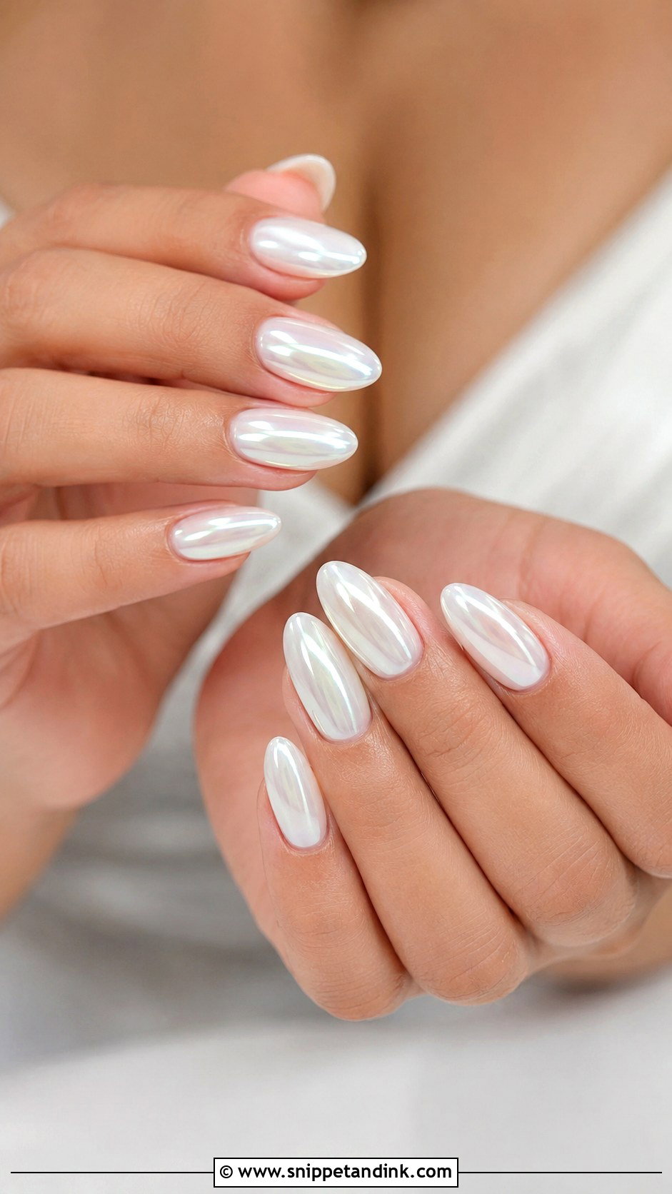 White Chrome Bridal Nails - Snippet and Ink - 20 Bridal Manicure Wedding Nails Ideas