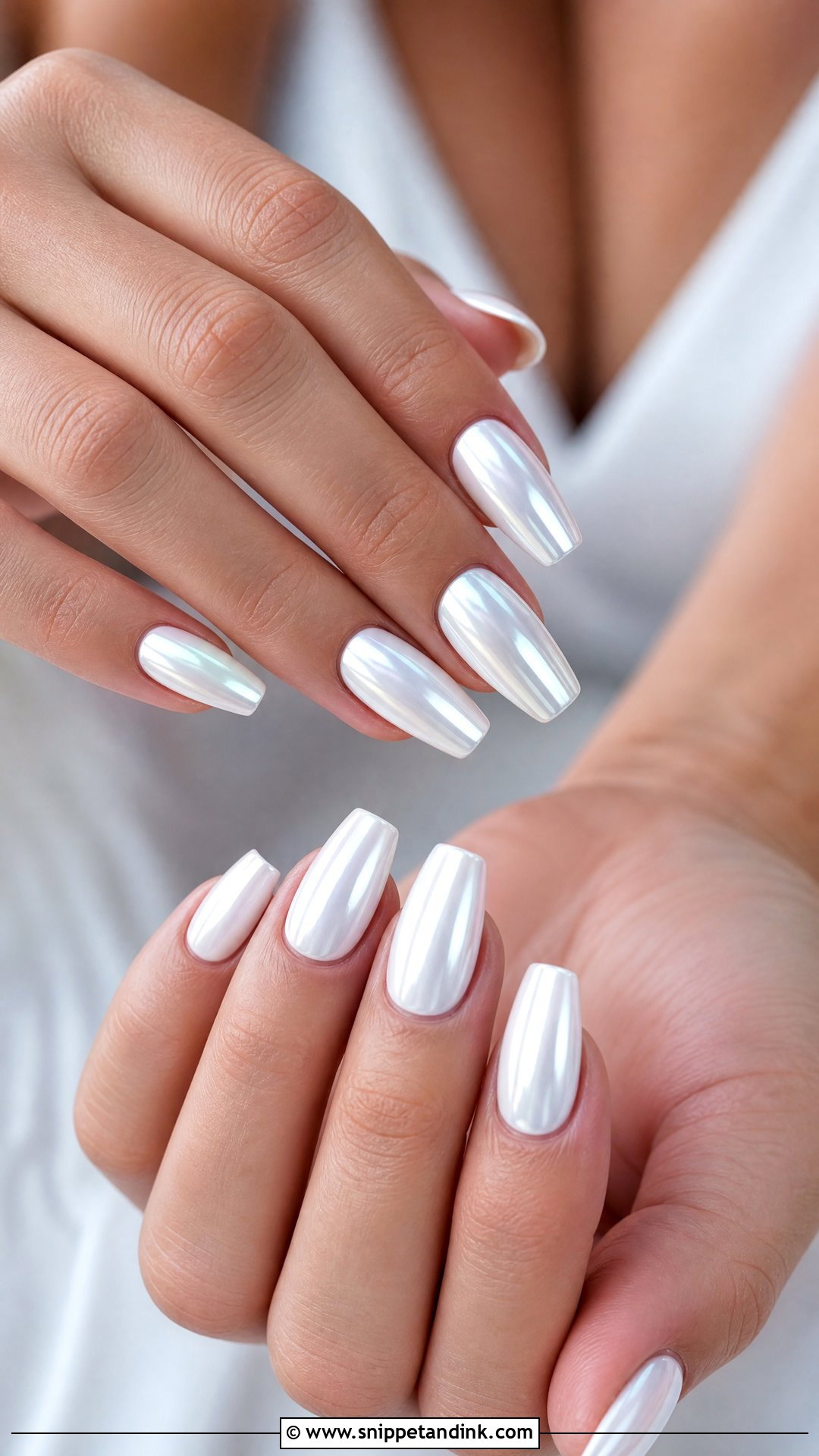 White Chrome Bride Nails - Snippet and Ink - 25 Brides Nails for Wedding
