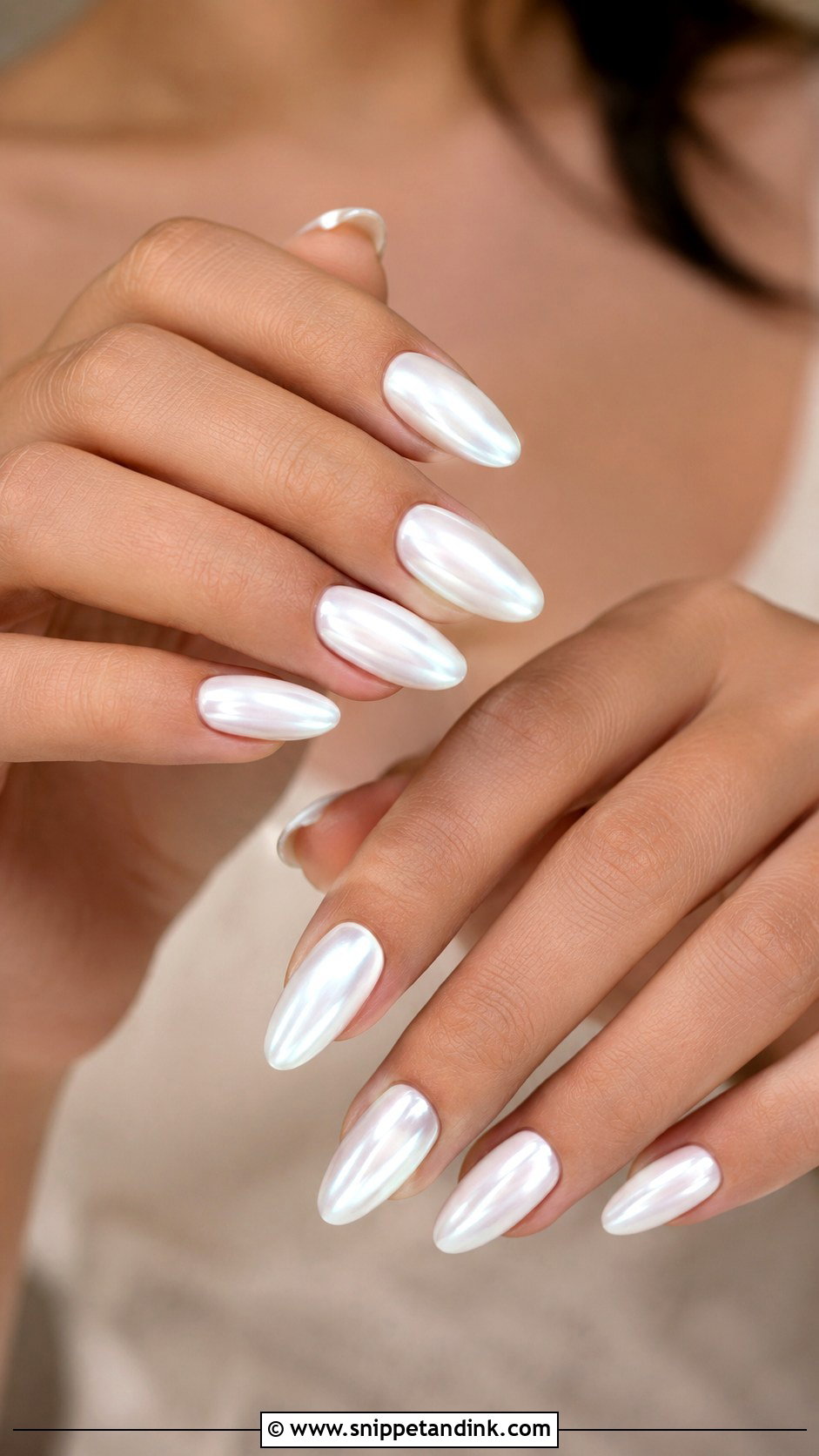 White Chrome Bride Nails - Snippet and Ink - 30 Nails for the Bride Wedding
