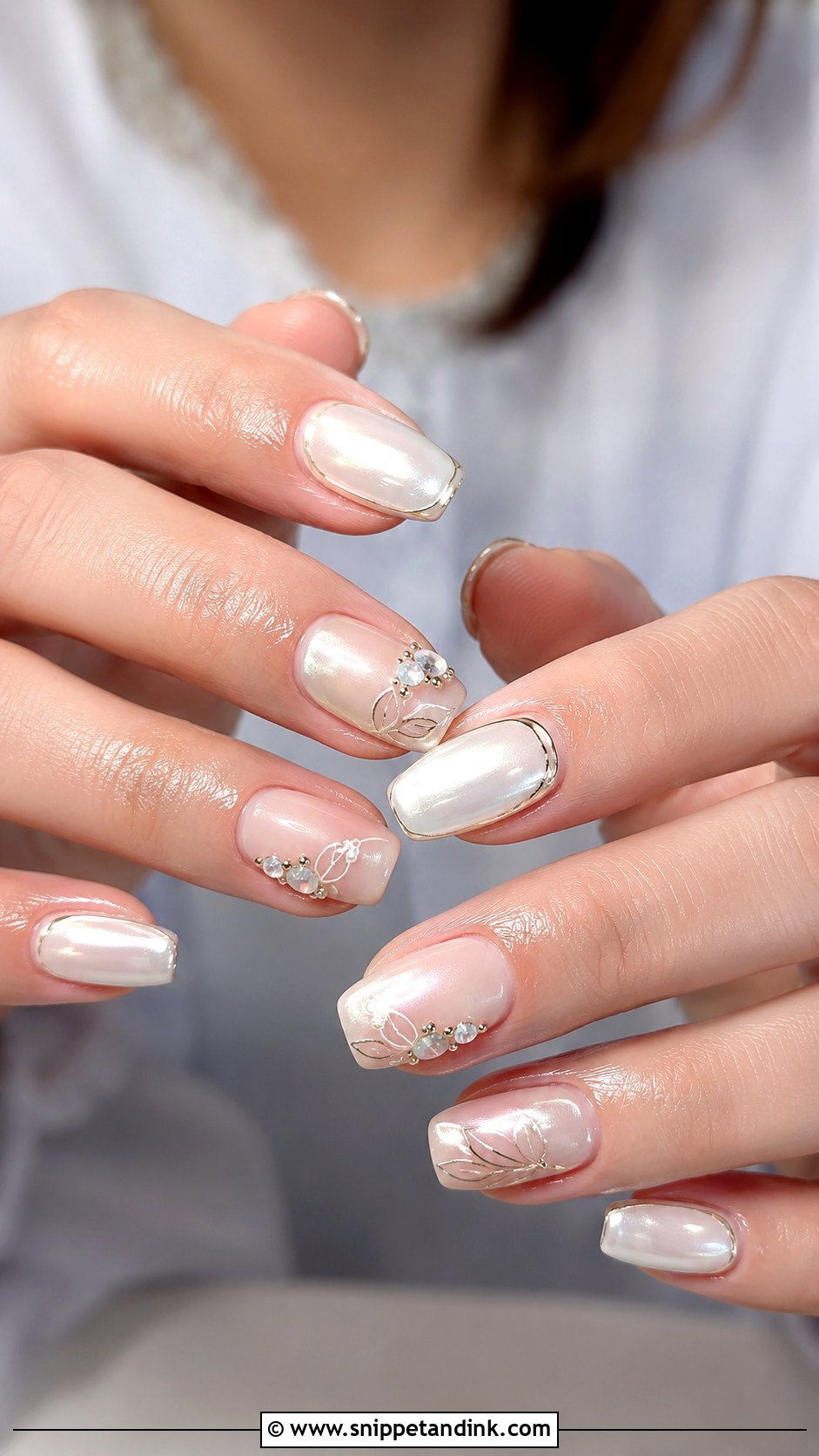 White Chrome Engagement Nails - Snippet and Ink - 20 Indian Nail Art for Engagement Brides Ideas