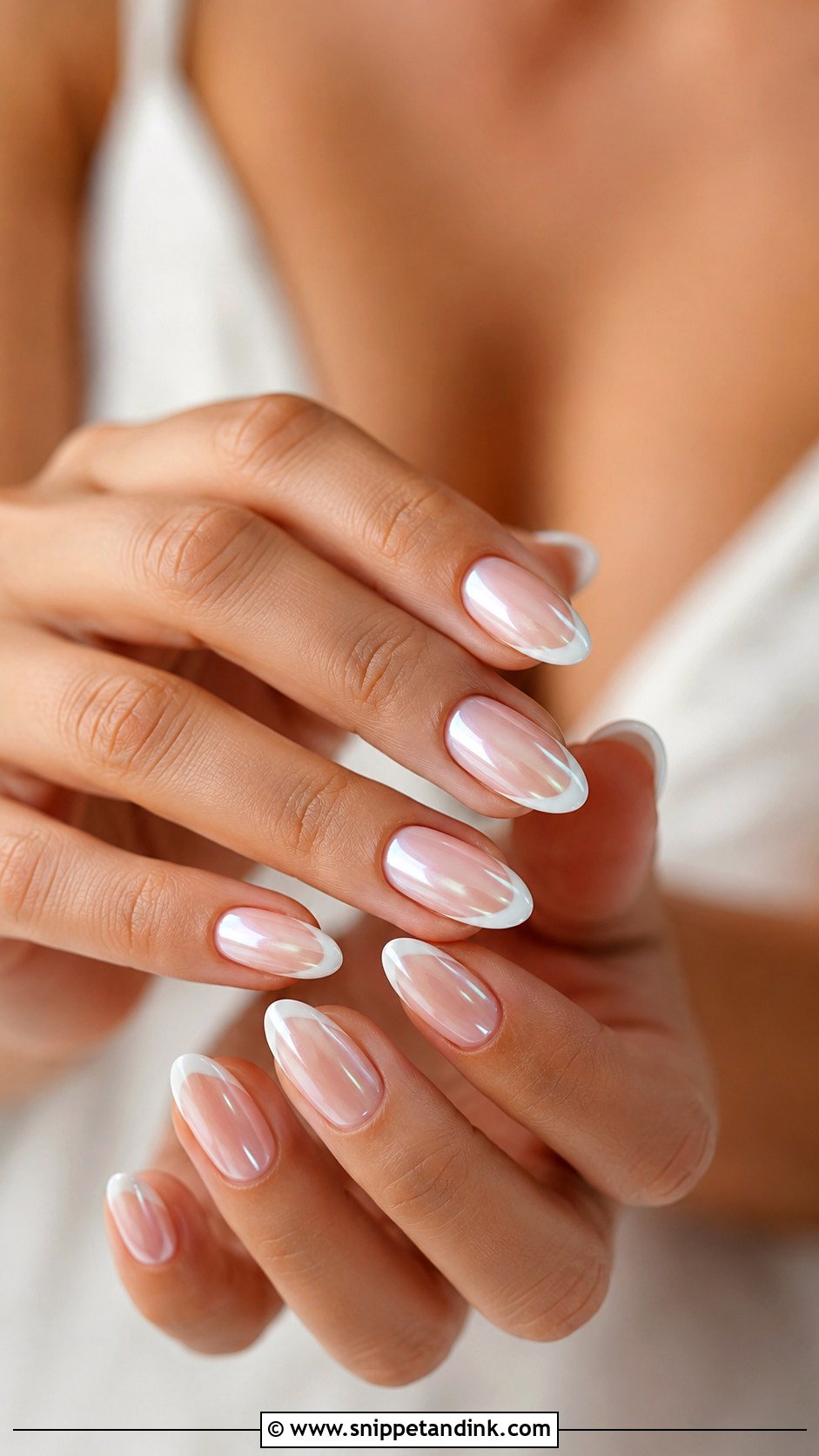 White Chrome French Tip Wedding Nails - Snippet and Ink - 20 Nail Ideas for Wedding Brides