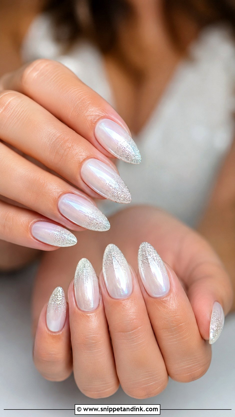 White Chrome Glitter Wedding Nails - Snippet and Ink - 20 Sparkly Wedding Nails