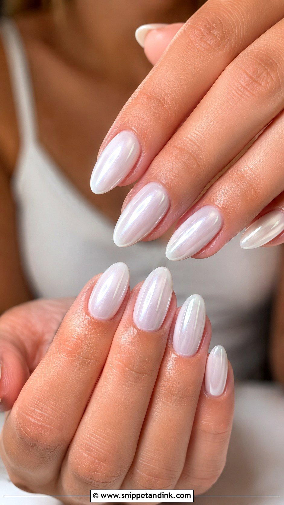 White Chrome Nail Extensions - Snippet and Ink - 20 Nail Extension for Wedding Ideas
