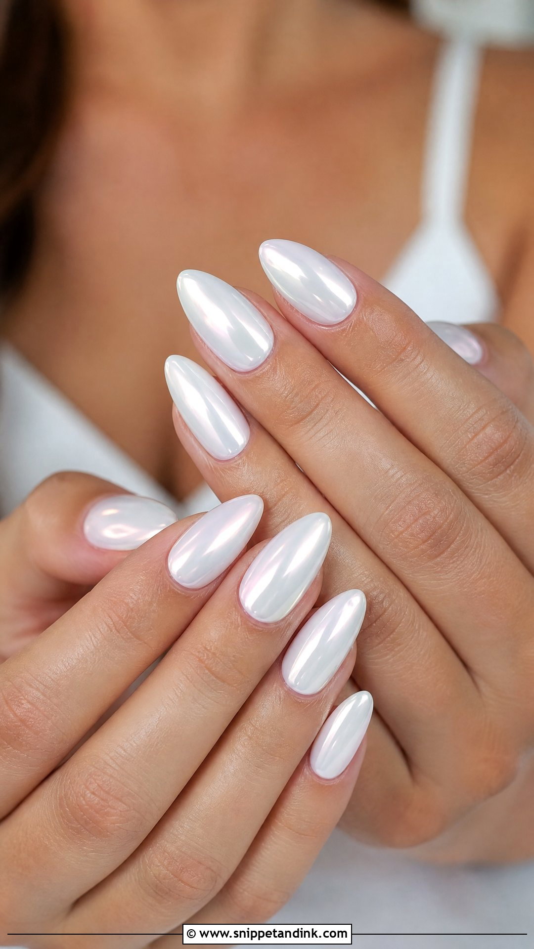 White Chrome Summer Wedding Nails - Snippet and Ink - 25 Summer Wedding Nails