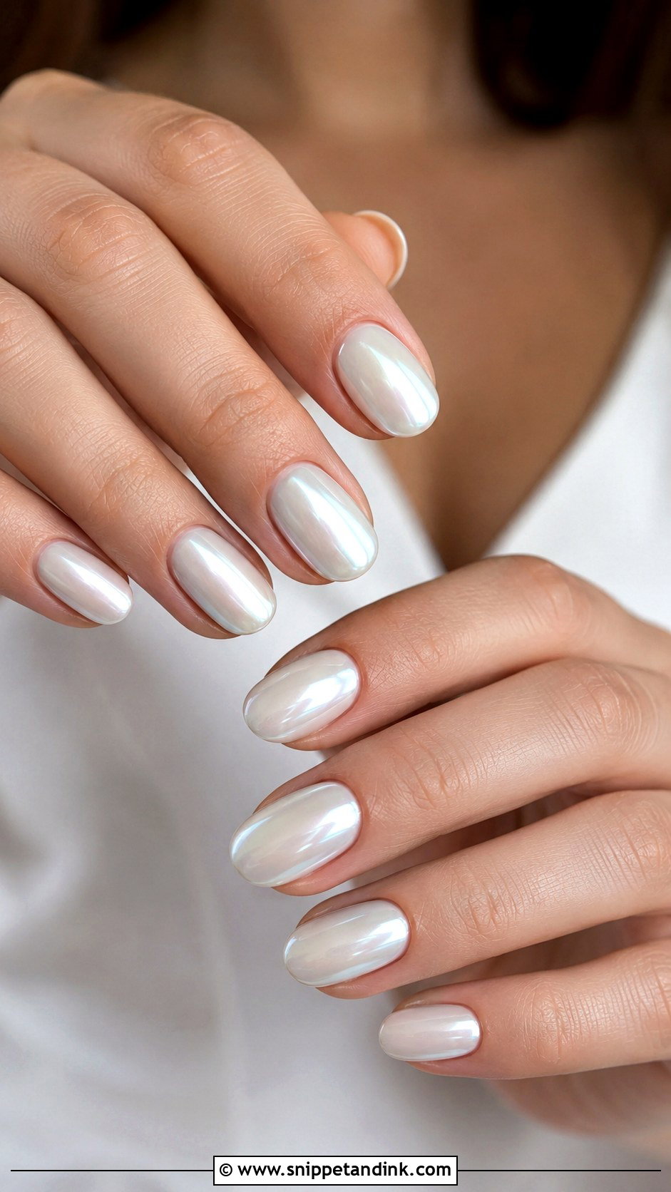 White Chrome Wedding Dip Nails - Snippet and Ink - 20 Wedding Dip Nails