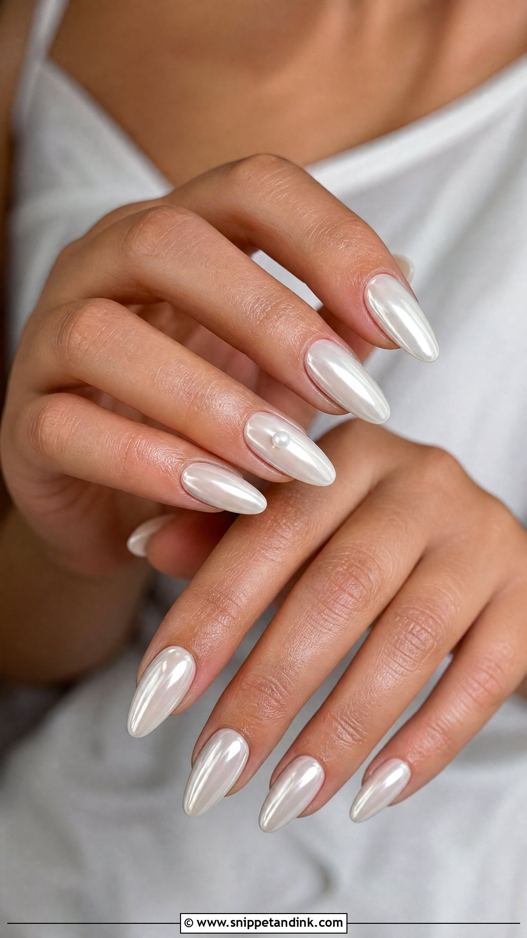 White Chrome Wedding Nails - Snippet and Ink - 25 Unique Wedding Nails