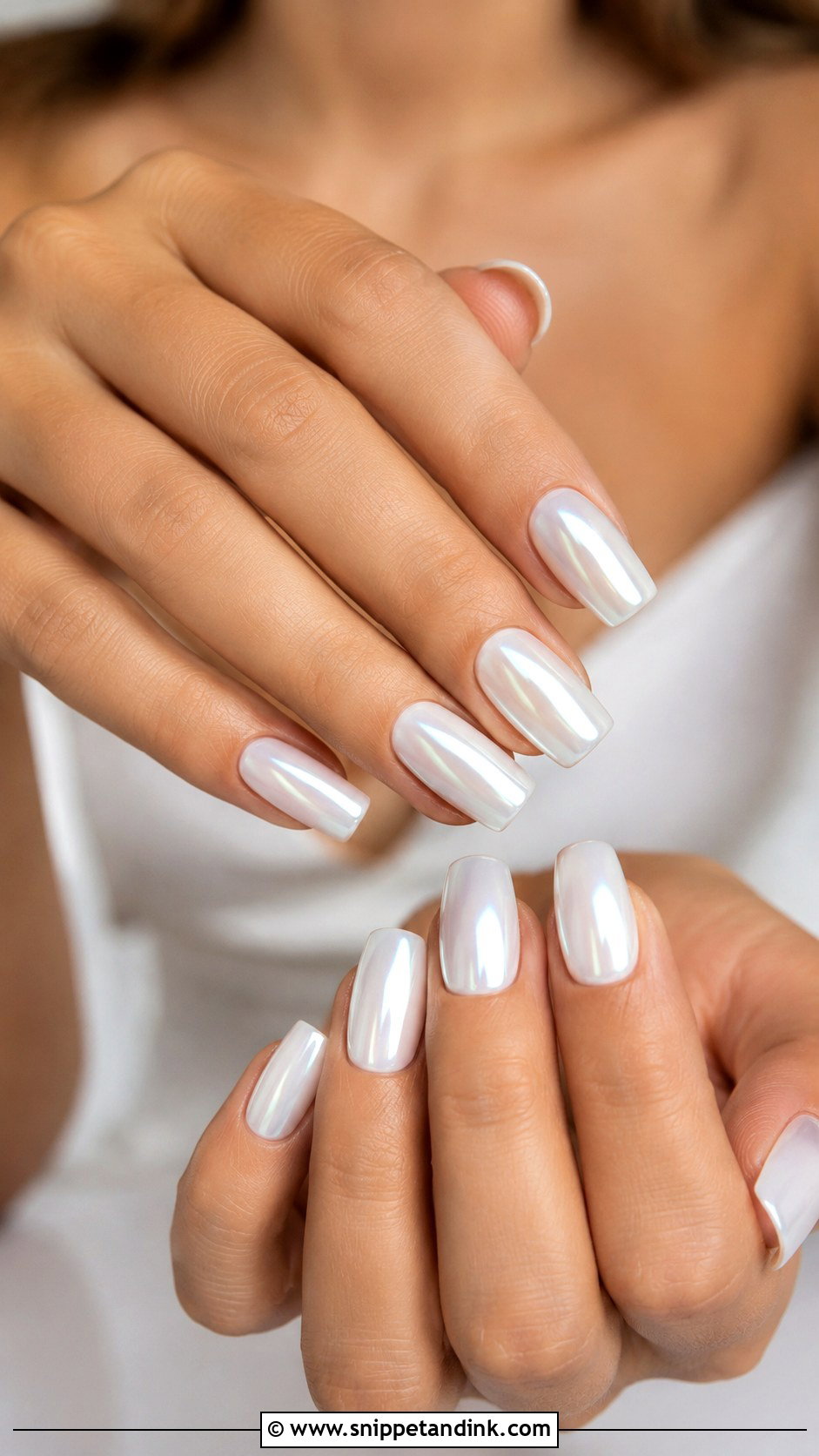 White Chrome Wedding Nails - Snippet and Ink - 30 Wedding Day Nails for Bride