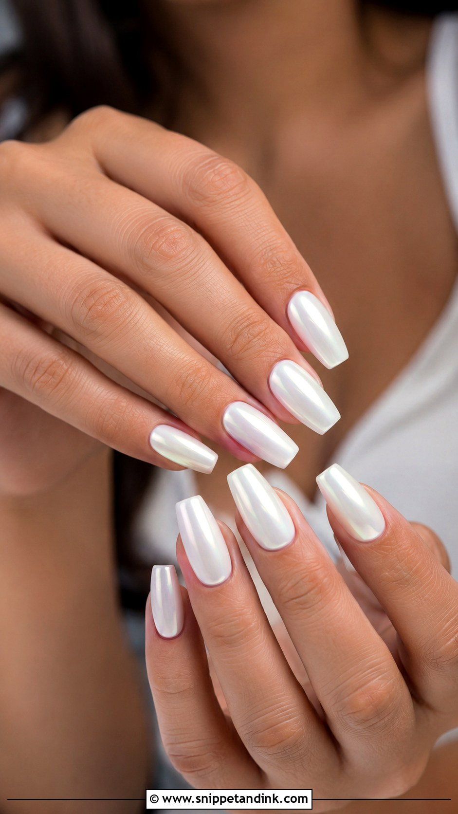White Chrome Wedding Nails - Snippet and Ink - 30 Wedding Nail Art Design for Bride Ideas