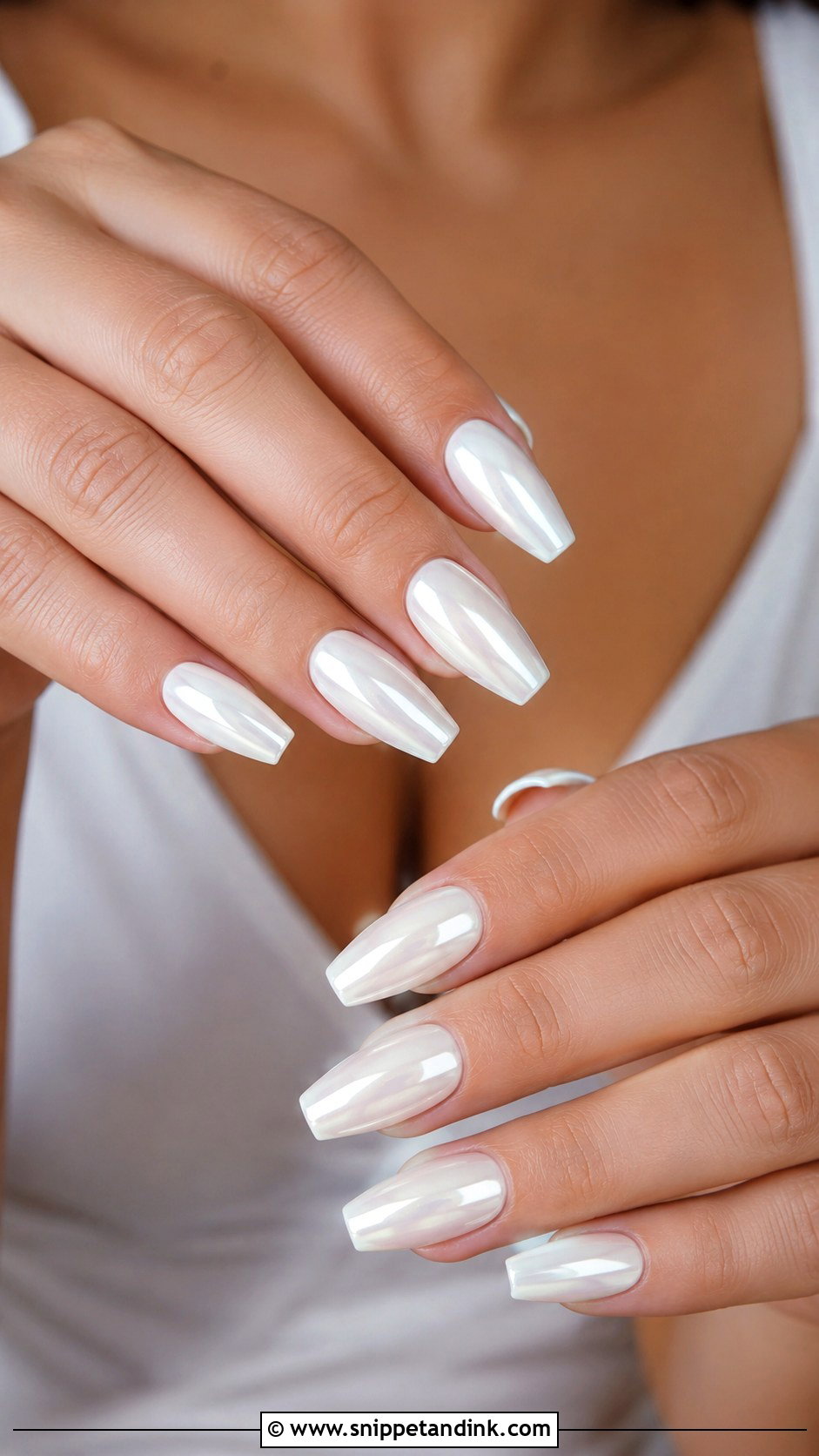 White Chrome Wedding Nails - Snippet and Ink - 30 Wedding Nails Ideas