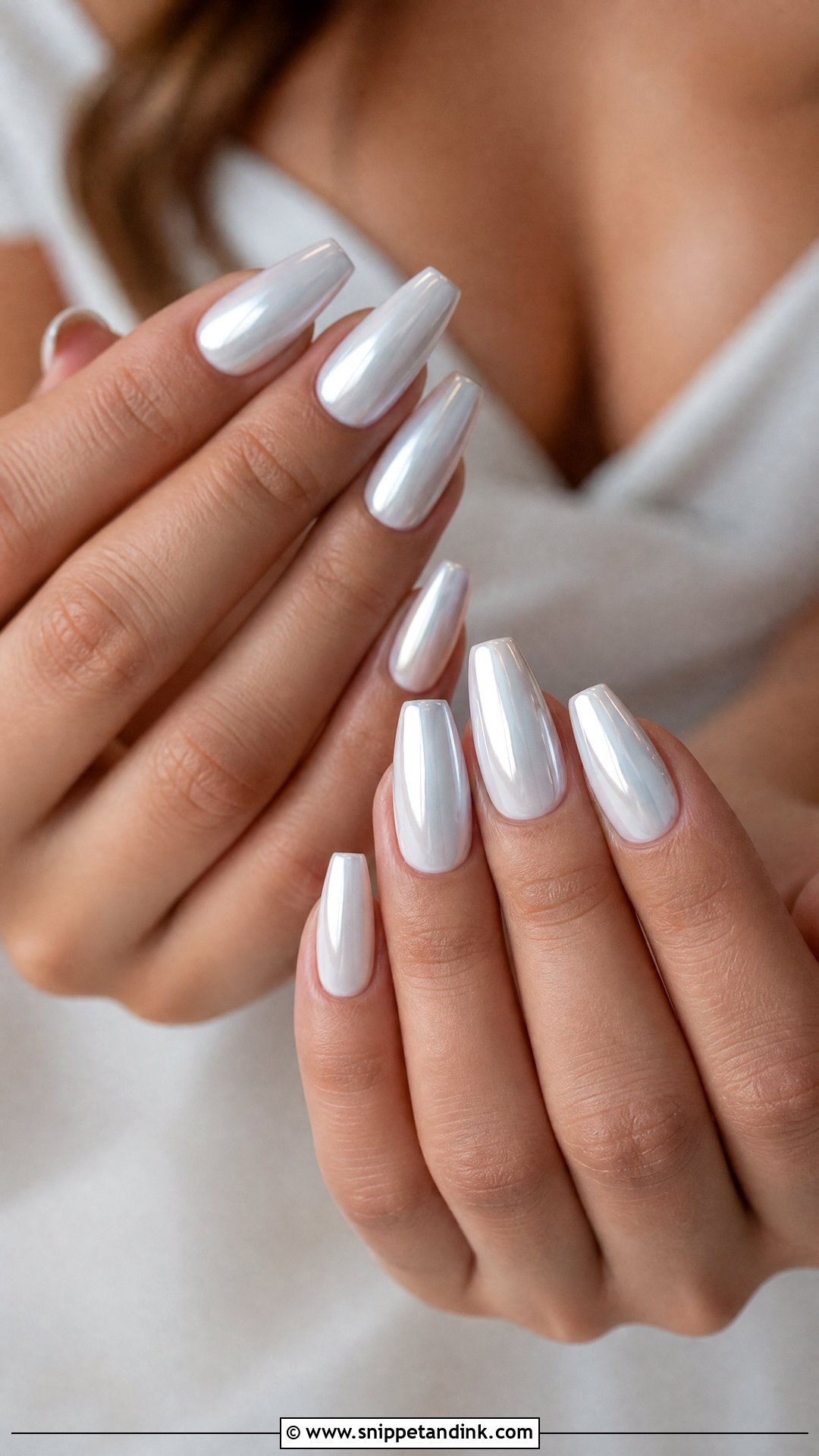 White Chrome Wedding Nails - Snippet and Ink - 35 Nails for Wedding