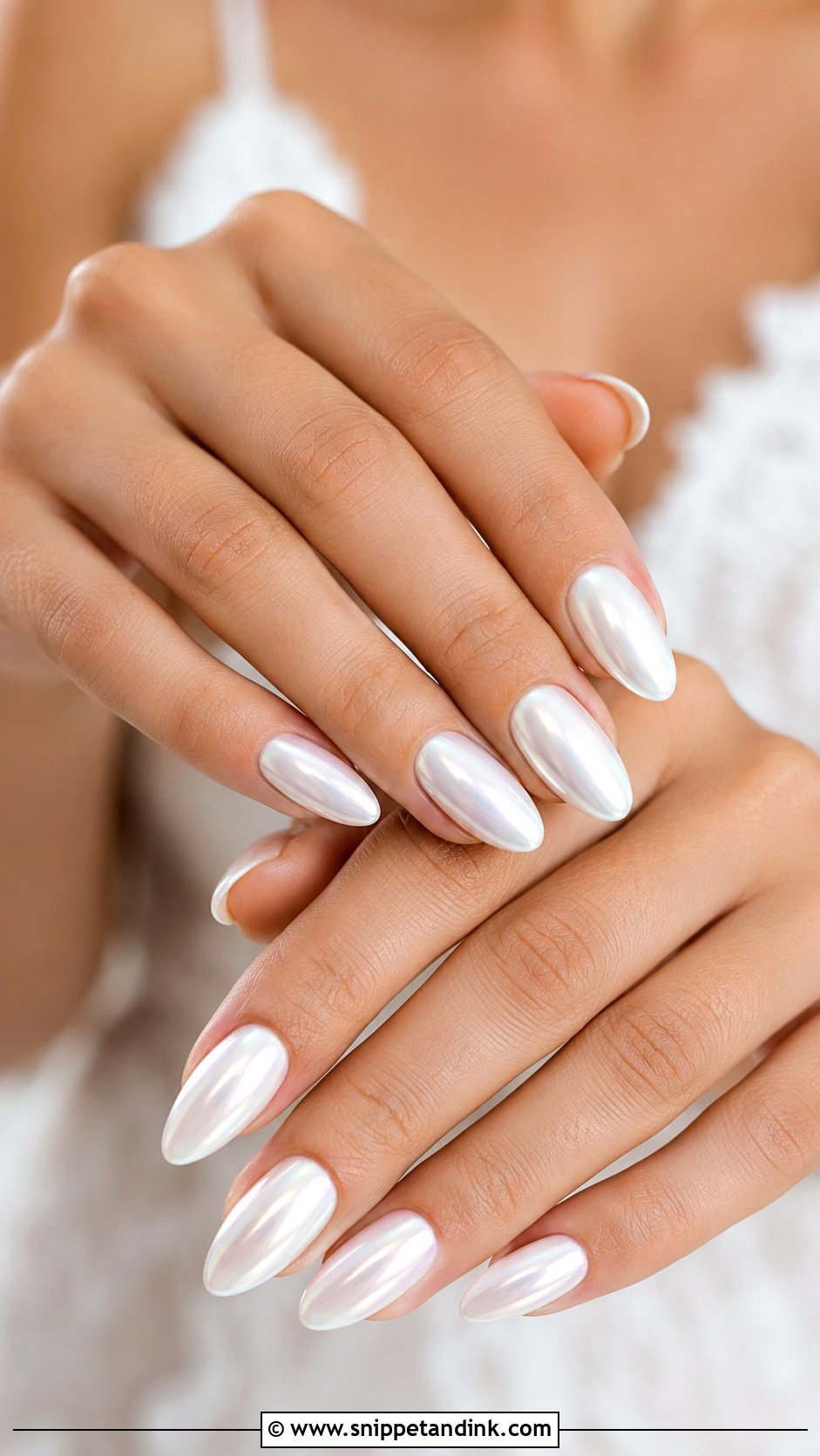 White Chrome Wedding Nails - Snippet and Ink - 35 Wedding Nail Ideas