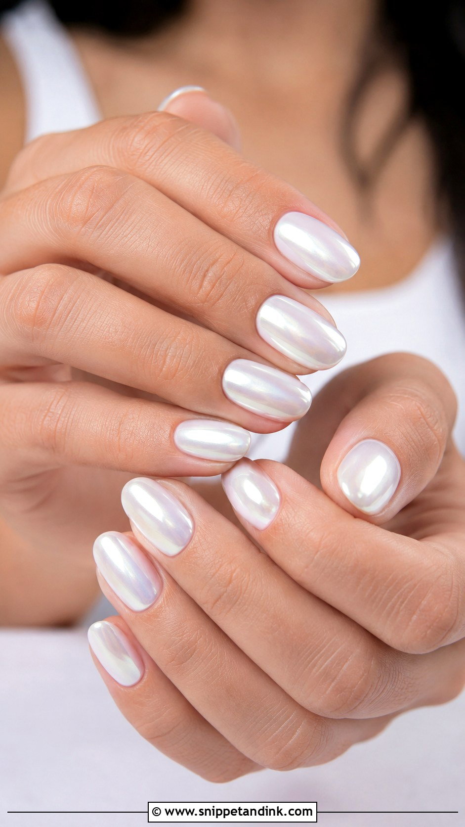 White Chrome Wedding Nails - Snippet and Ink - 20 Simple Wedding Nail Ideas