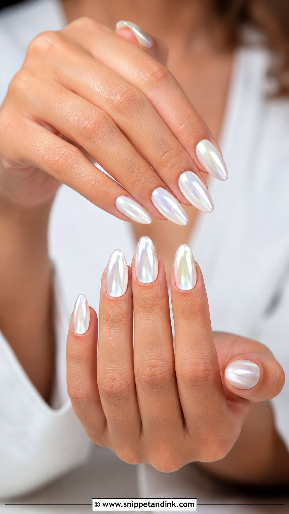 White Chrome Wedding Nails - Snippet and Ink - 20 Wedding Inspired Nails