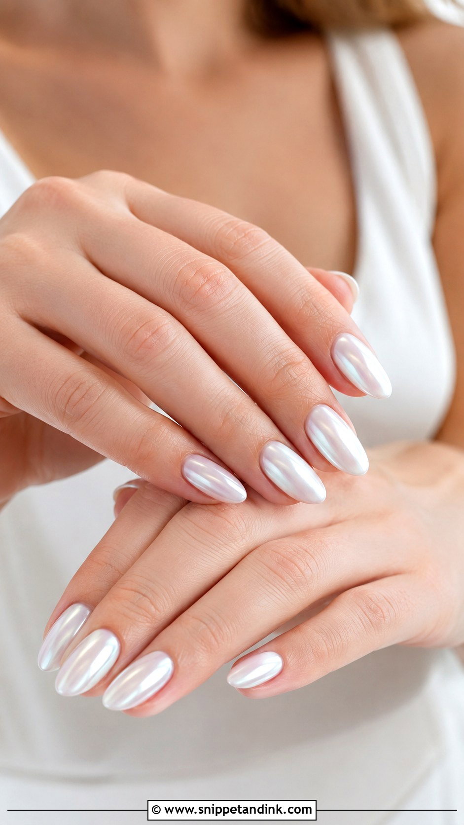 White Chrome Wedding Nails - Snippet and Ink - 20 Wedding Nail Set Ideas