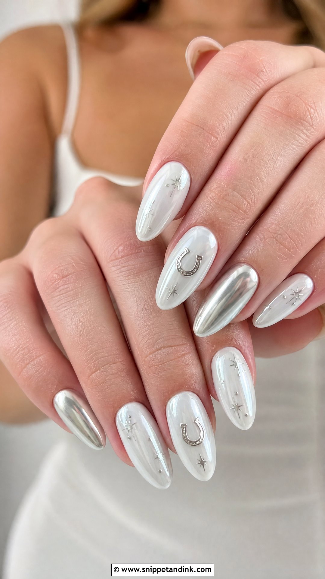 White Chrome Western Wedding Nails - Snippet and Ink - 25 Western Wedding Nails