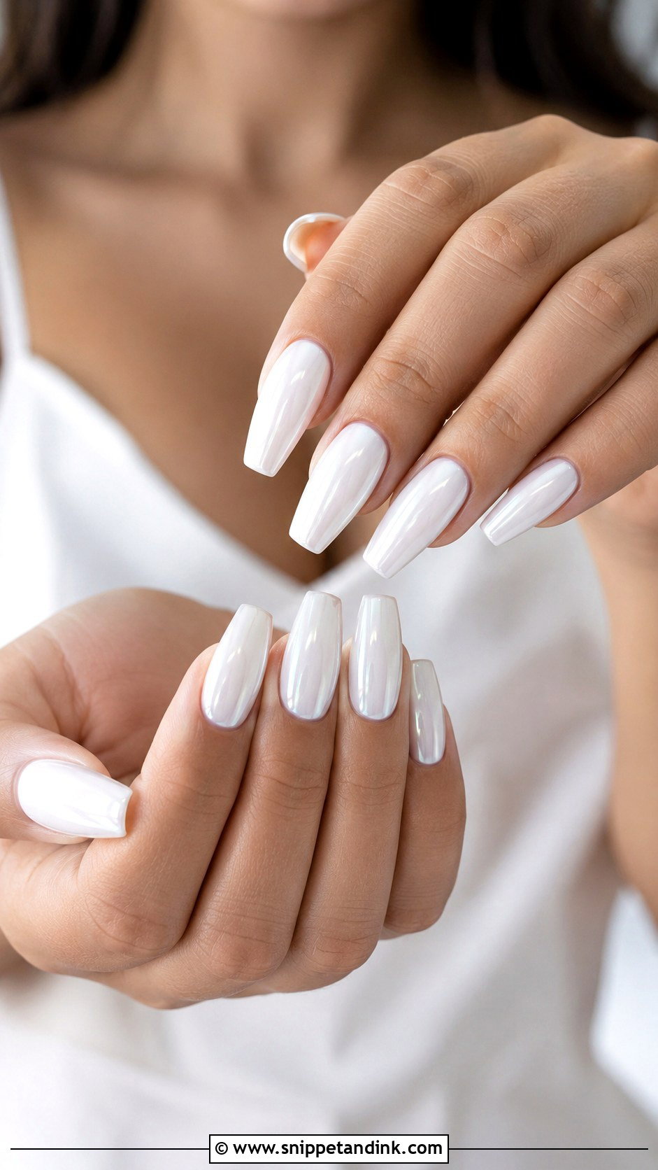 White Coffin Bridal Nails - Snippet and Ink - 20 White Nails for the Bride Wedding