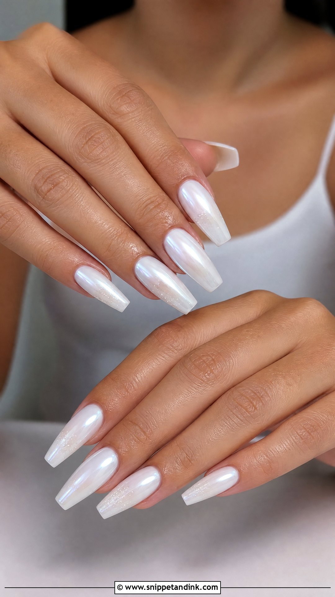 White Coffin Bridal Nails - Snippet and Ink - 25 White Bridal Nails