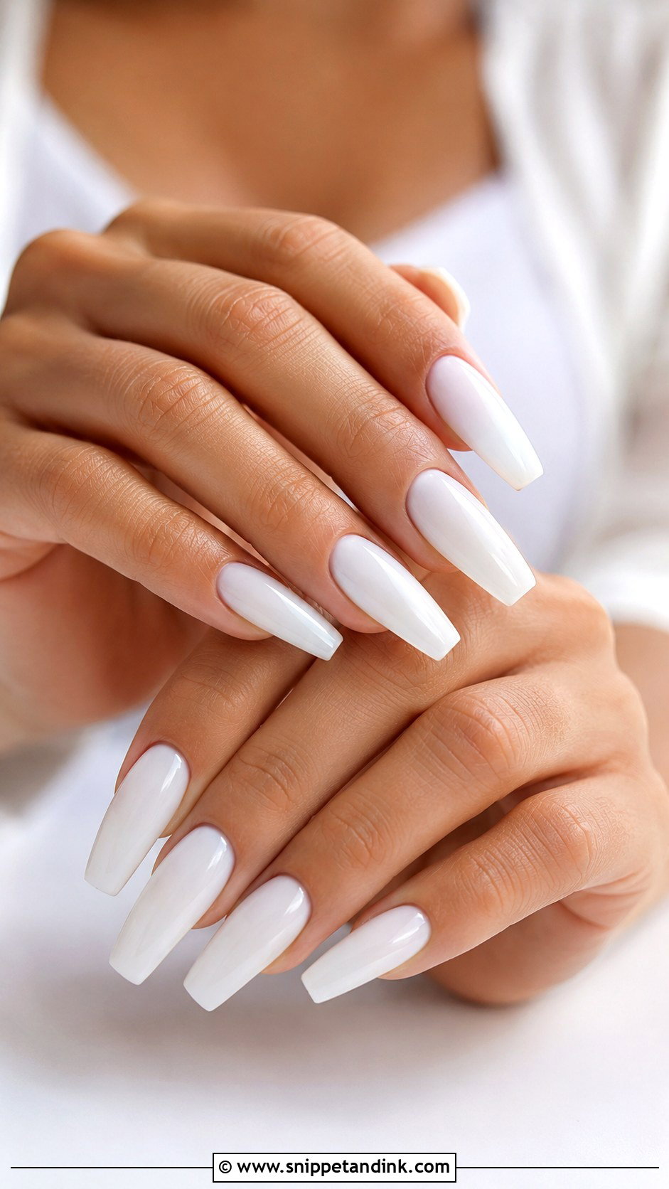White Coffin Bridal Nails - Snippet and Ink - 20 Nails for Bride Wedding Day 2025