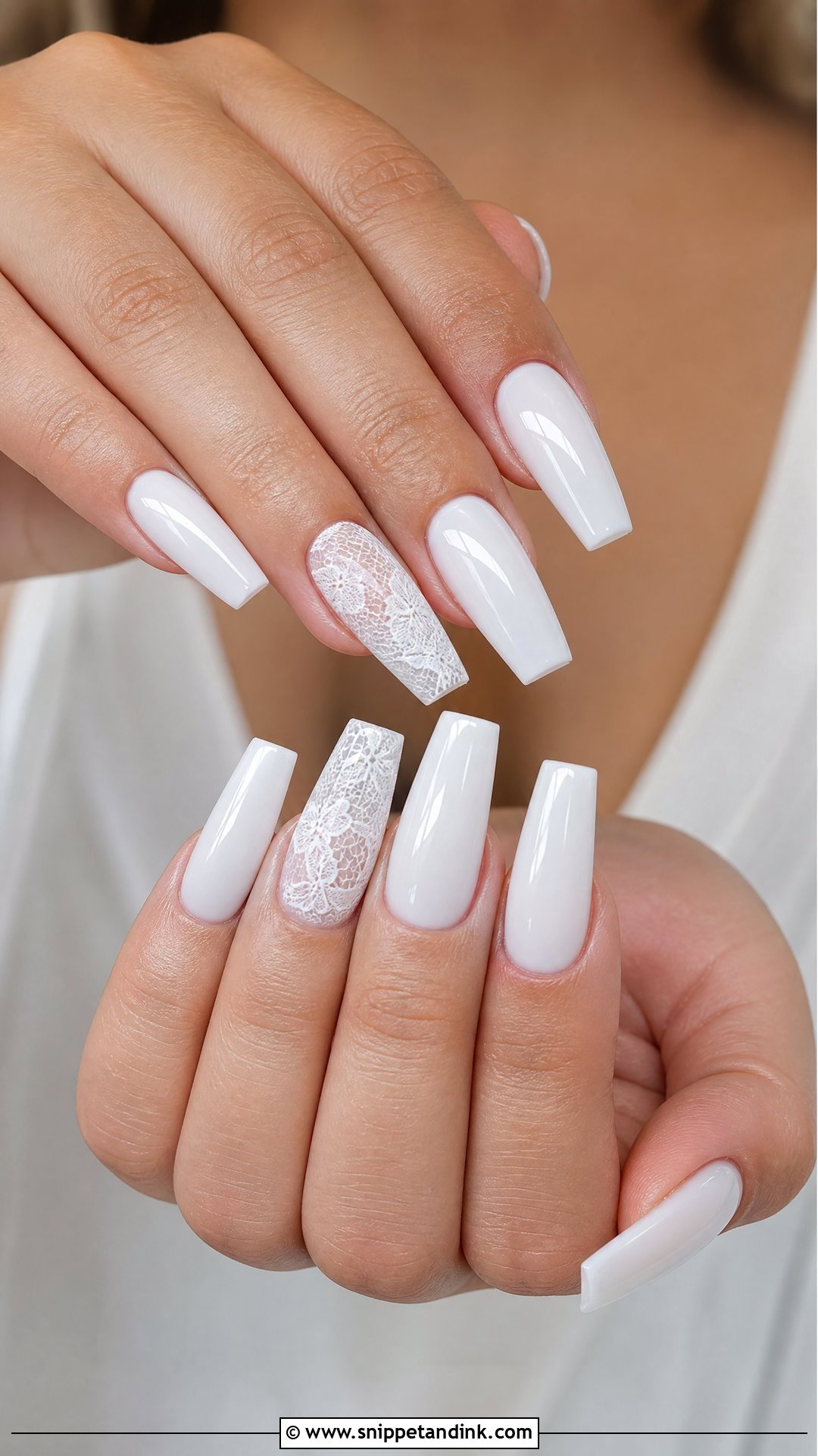 White Coffin Wedding Nails - Snippet and Ink - 25 White Wedding Nails for Bride