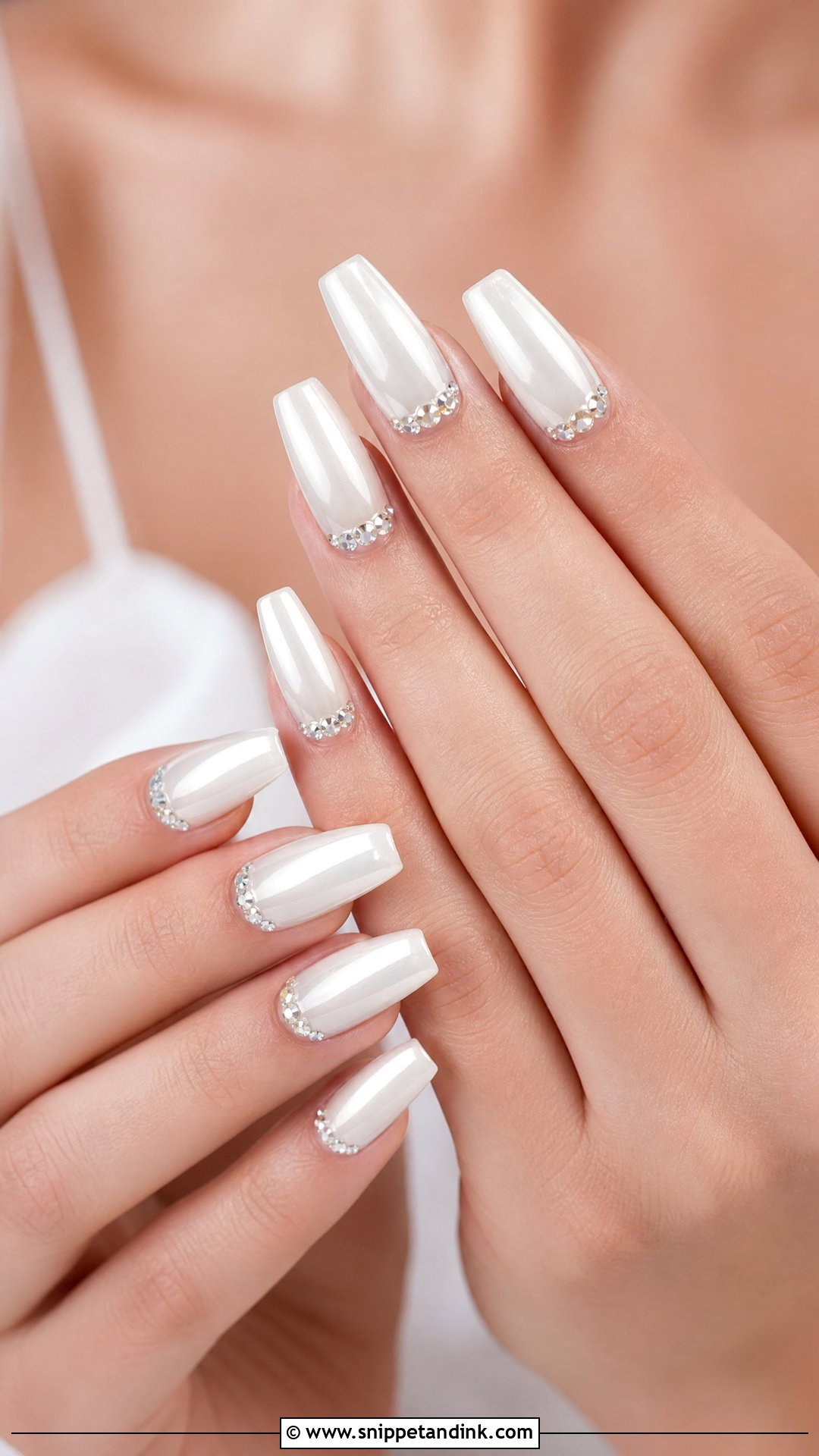 White Coffin Wedding Nails - Snippet and Ink - 25 Elegant White Wedding Nail Art Ideas