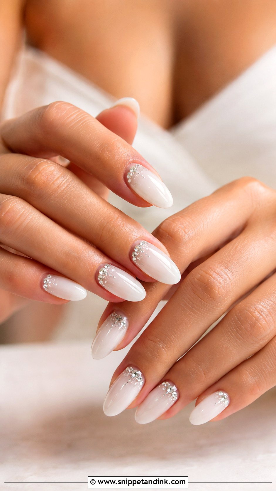 White Crystal Bride Nails - Snippet and Ink - 20 White Bride Nails Wedding