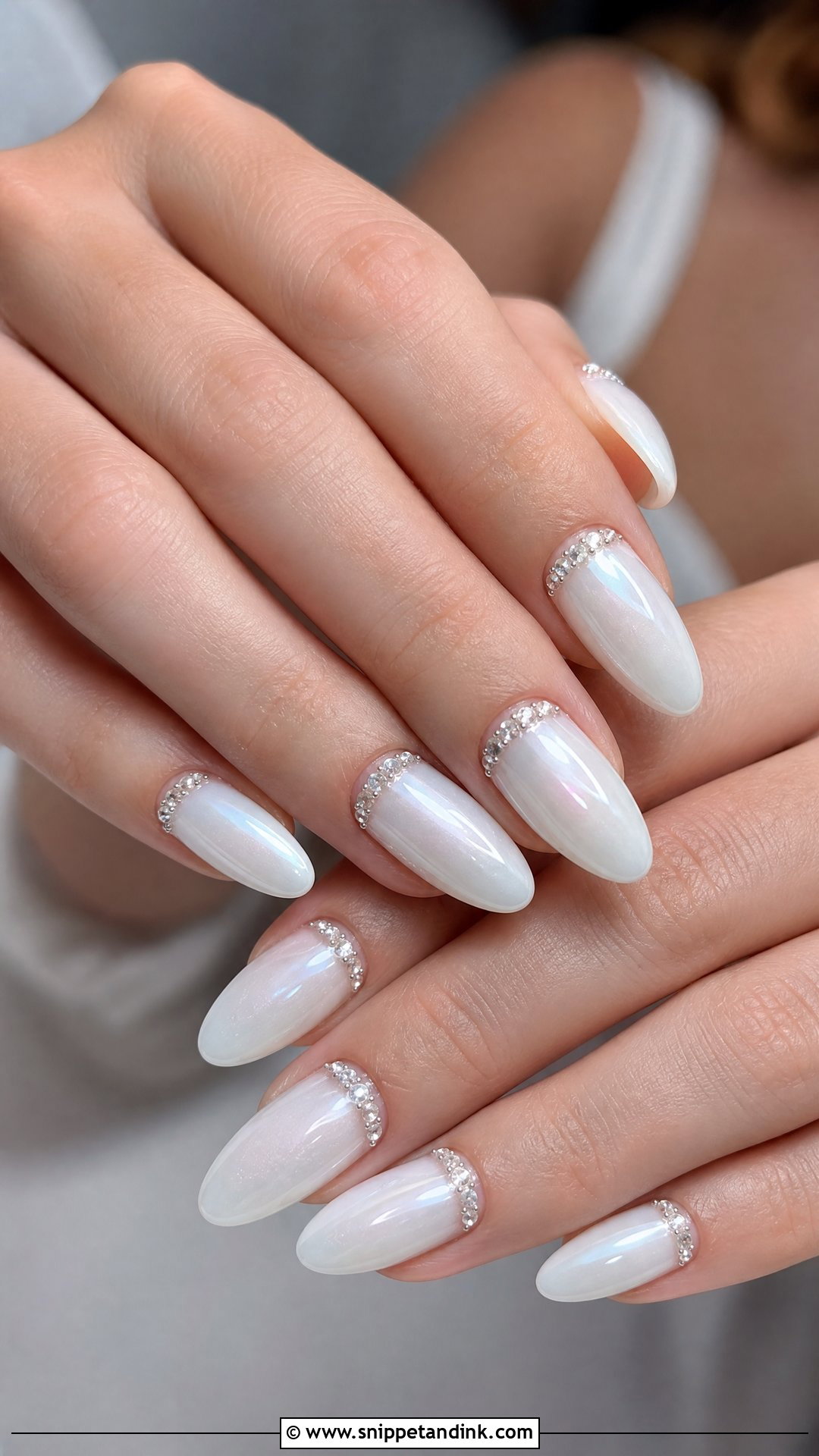 White Crystal Wedding Nails - Snippet and Ink - 25 White Wedding Nails for Bride