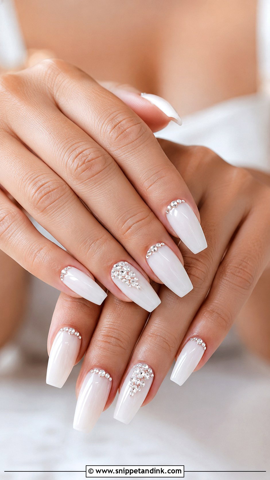 White Crystal Wedding Nails - Snippet and Ink - 30 White Wedding Nails