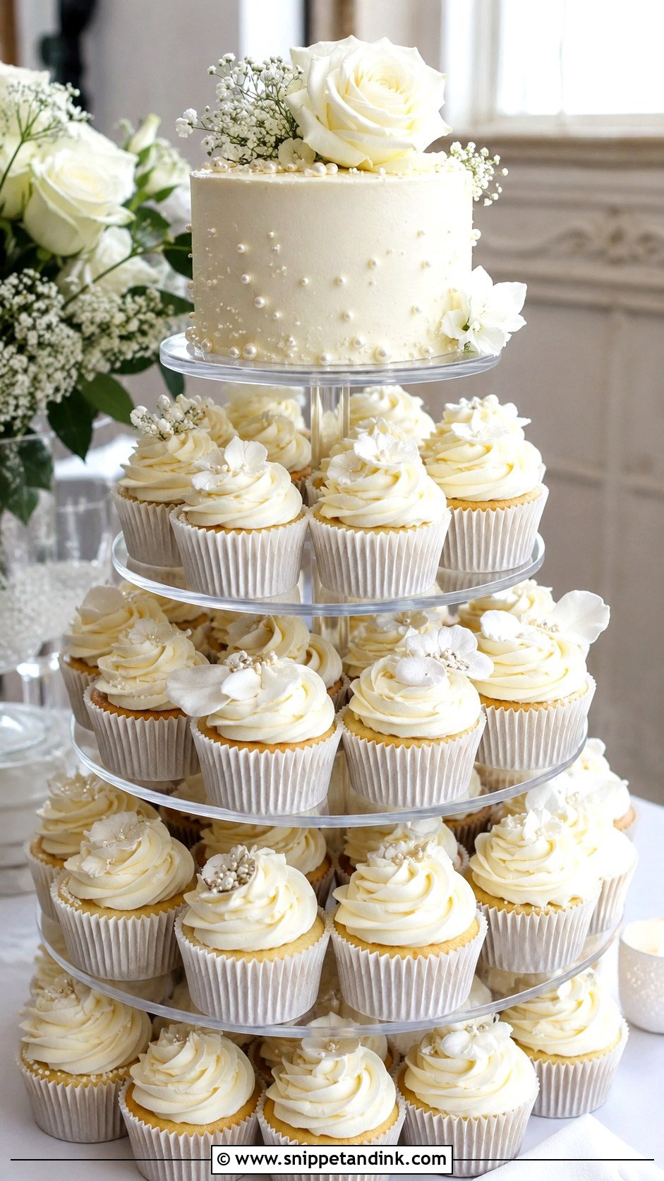 White Cupcake Wedding Cake - Snippet and Ink - 20 Cupcake Wedding Cake Ideas