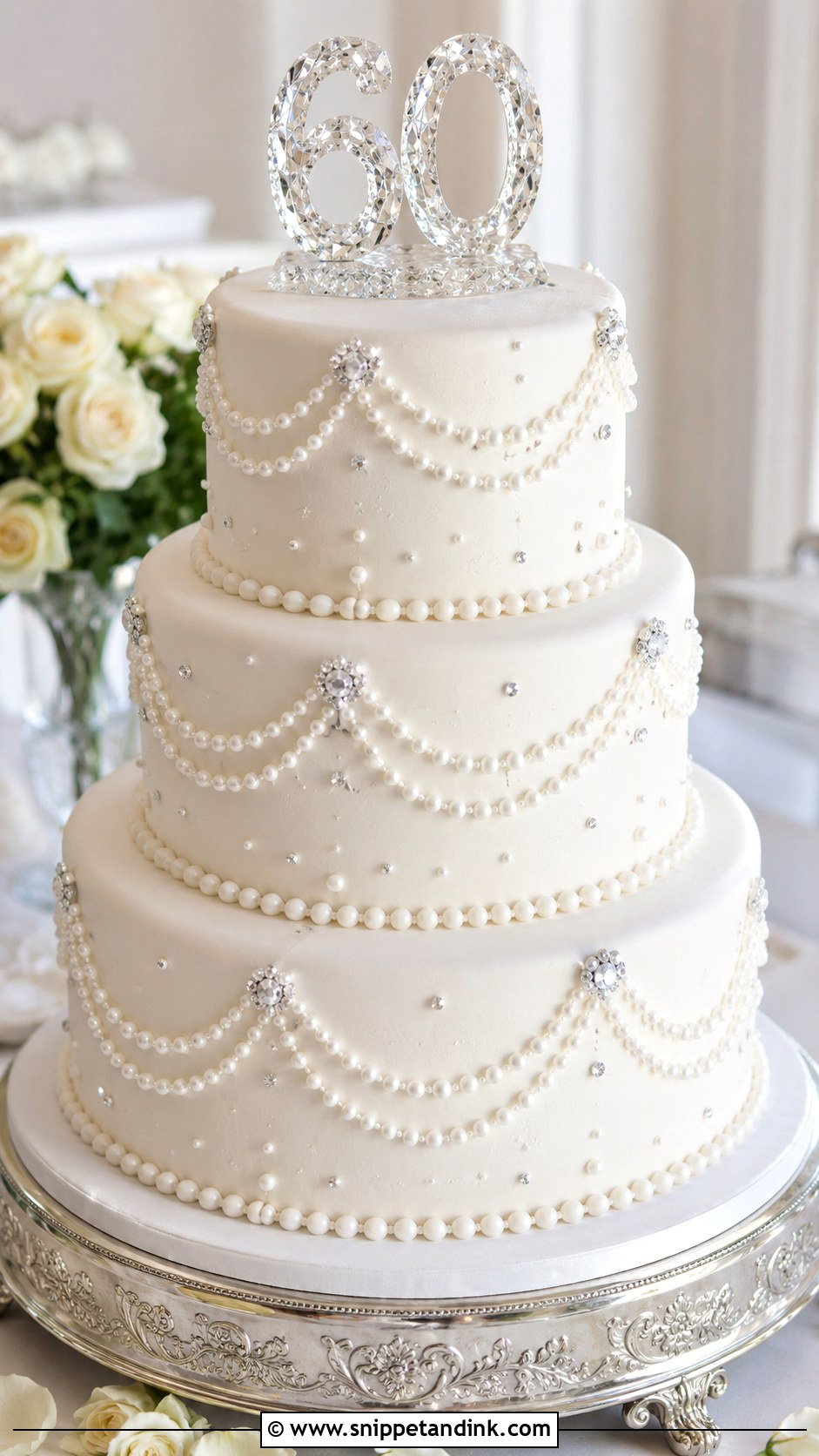 White Diamond Anniversary Cake - Snippet and Ink - 20 Diamond Wedding Anniversary Cake Ideas