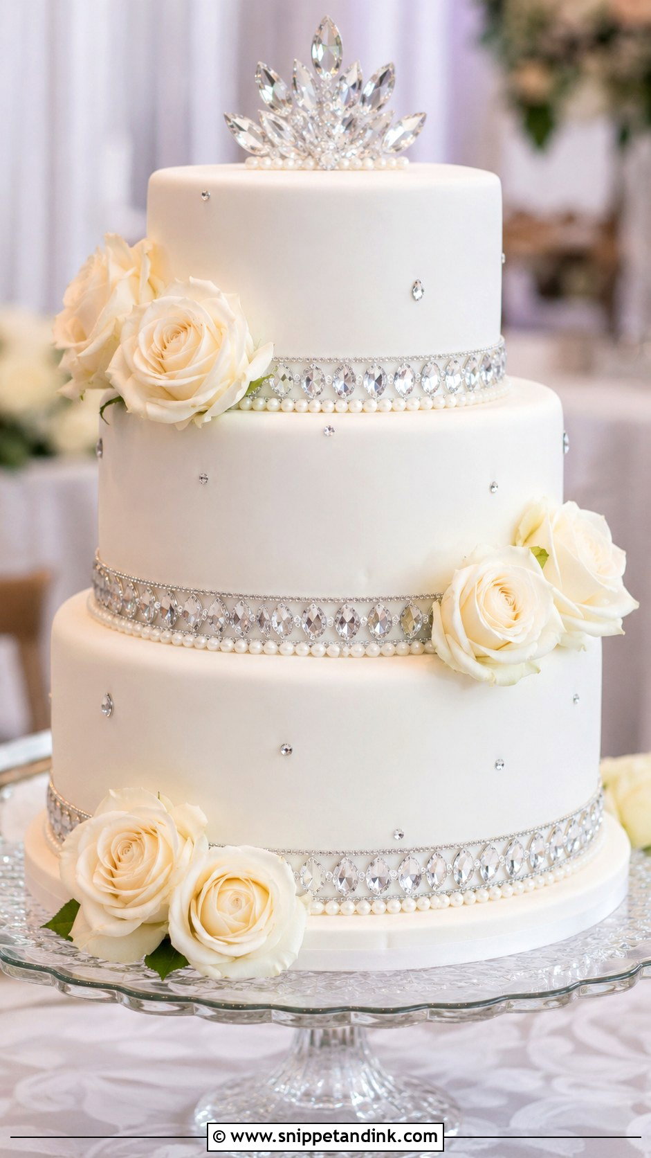 White Diamond Wedding Cake - Snippet and Ink - 25 Diamond Bling Wedding Cakes