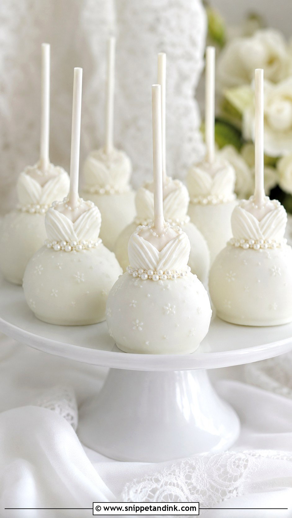 White Dress Bride Cake Pops - Snippet and Ink - 35 Bride Cake Pops
