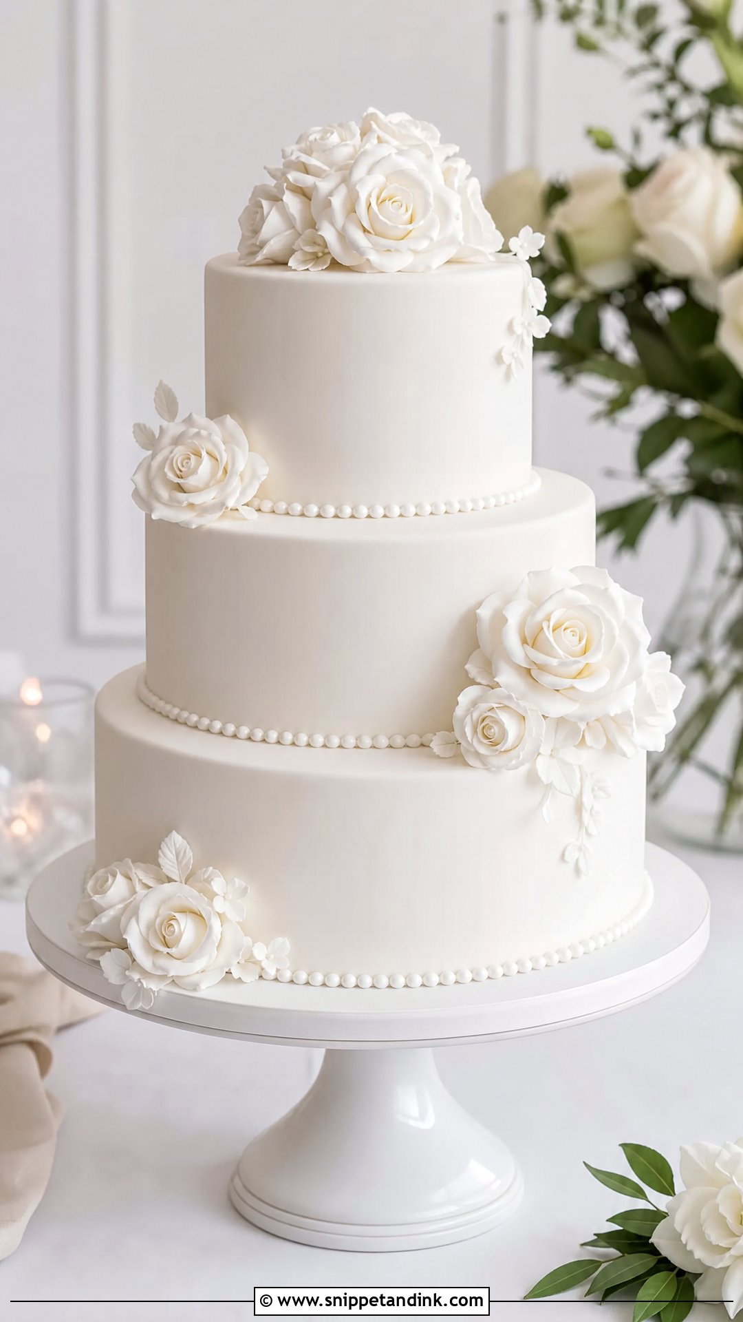 White Dummy Wedding Cake - Snippet and Ink - 25 Dummy Cake Ideas for Wedding