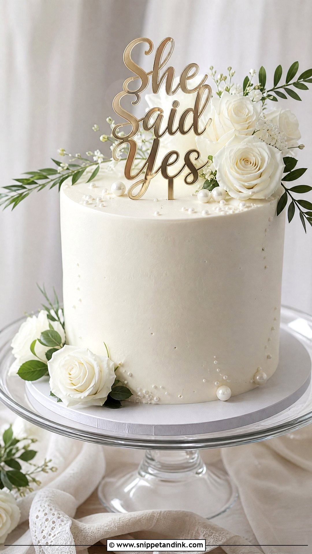 White Engagement Cake - Snippet and Ink - 30 Engagement Cakes