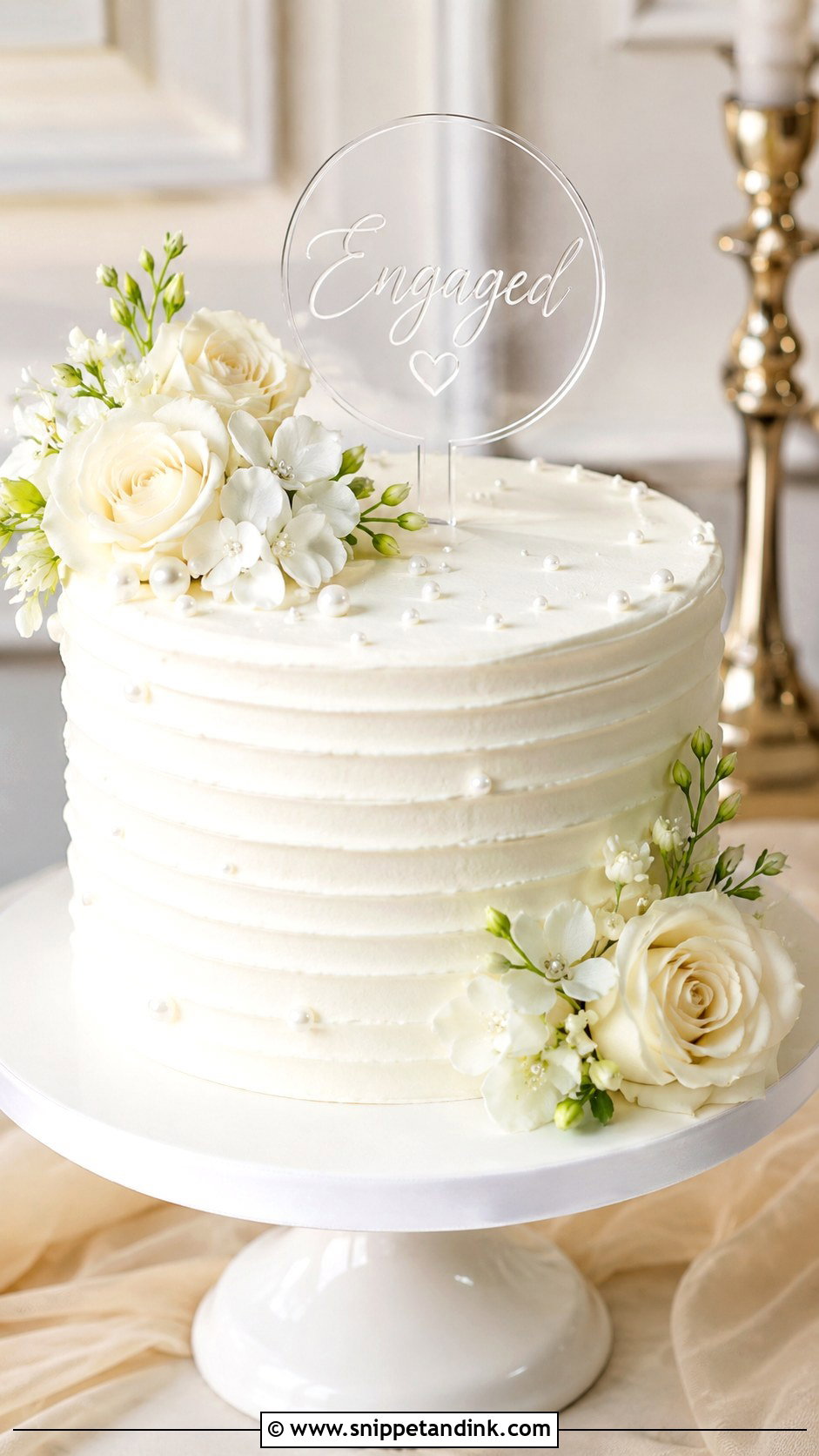 White Engagement Cake - Snippet and Ink - 20 Engagement Cake Images